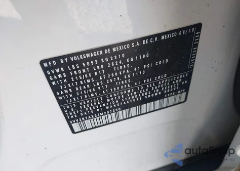 2018 Volkswagen Tiguan 2.0T Se/2.0T Sel z USA, uszkodzony, nr VIN 3VV2B7AX3JM207330